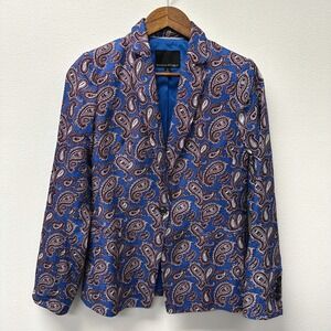 Banana Republic Paisley Print Cobalt Blue Blazer Size 4